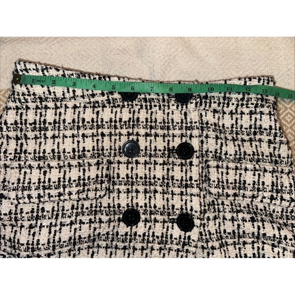 Forever 21 Womens Size M Ivory Black  Tweed Mini Skirt Lined Faux Wrap Metallic - Picture 5 of 9